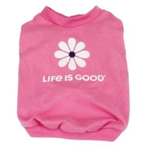 Life is Good Dog T-Shirt Pink Medium (22" girth, 8-19 lbs.). New! | Dog clothes